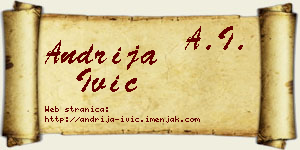 Andrija Ivić vizit kartica
